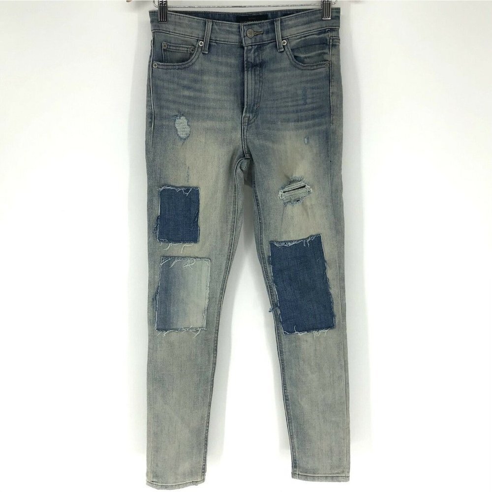 Lucky Brand Womens Size 2 26 Bridgette Skinny Destroyed Patchwork Jeans Light